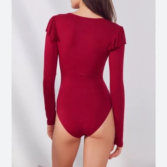 Urban Outfitters Out From Under Jasmine Ruffled Red Bodysuit Women’s Size XS - Picture 3 of 7